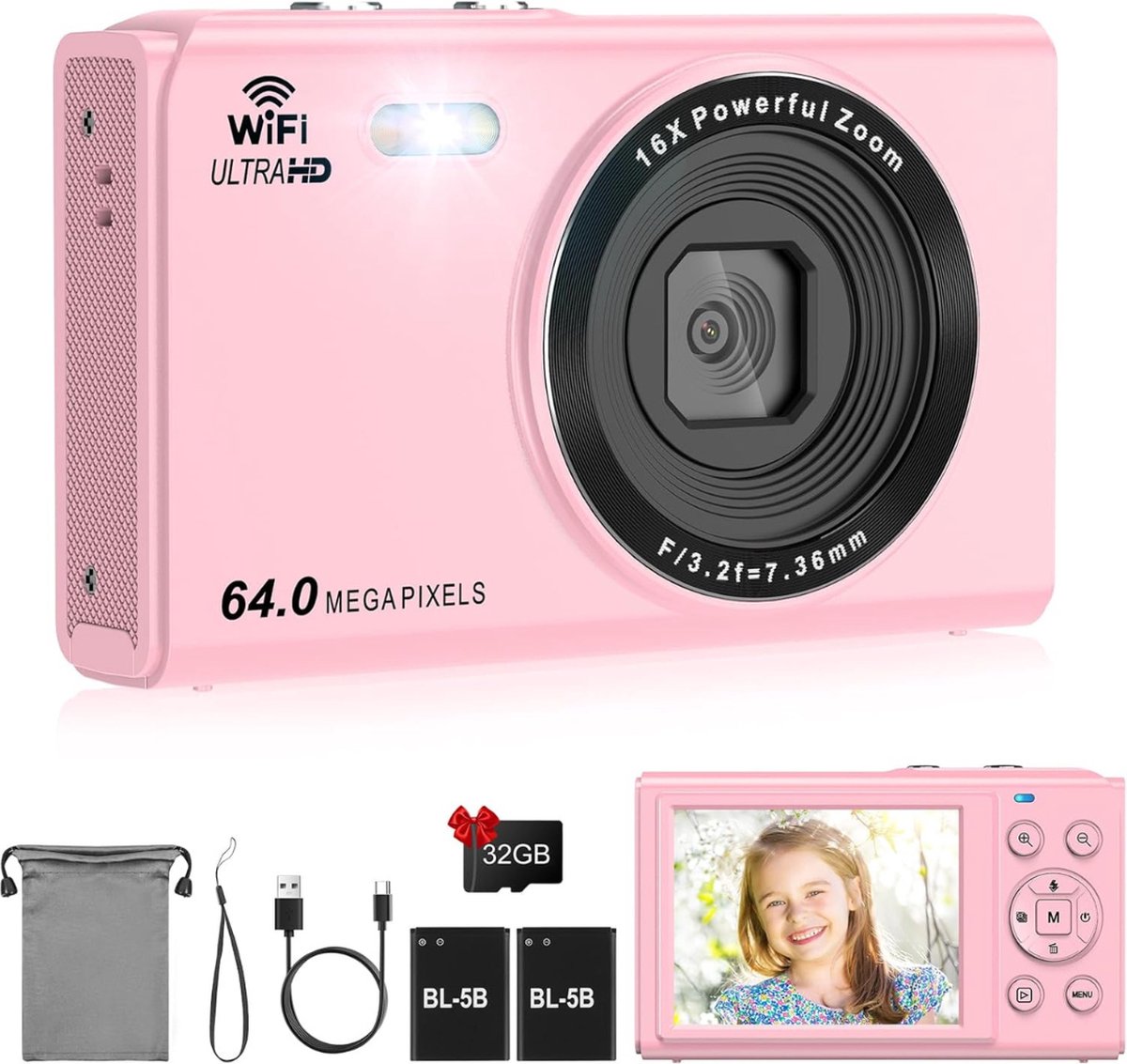 White-Label® Vlog Camera voor Beginners - Videocamera voor Kinderen en Volwassenen - Handycam - 4K Kwaliteit