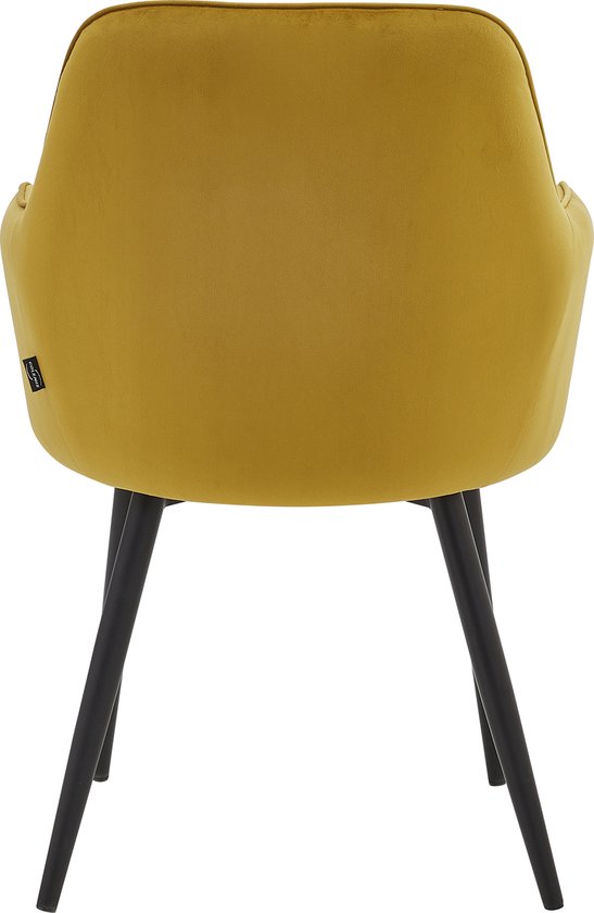 Colenis® - Chaise de salle à manger Melissa - Set de 2 - Jaune ocre - Velours - Avec accoudoir
