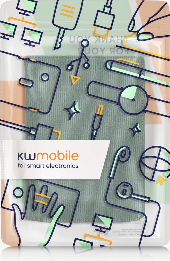 kwmobile e-reader hoesje geschikt voor Pocketbook InkPad 4 / Color 3 / Color 2 / Vivlio InkPad 4 / InkPad Color 3 hoes - Canvas eReader flip case - E reader cover met handband - In donkergroen van kwmobile — afbeelding 3