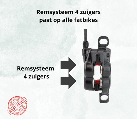 Fatbike hoog kwaliteit Hydraulische remmen 4 zuigers Sache Bikes - hoog kwaliteit - kant en klaar - gevuld - Past op Ouxi V8 H9 - Qmwheel V20 V30 en andere merken - alle fatbikes van Merkloos — afbeelding 2