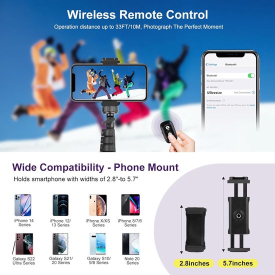 Trépied Smartphone JEEMAK pour Appareil Photo Portable Perche a Selfie