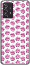 Telefoonhoesje Geschikt voor Samsung Galaxy A53 5G hoesje - Lippen - Patroon - Roze - Wit - Siliconen Telefoonhoesje Telefoonhoesje
