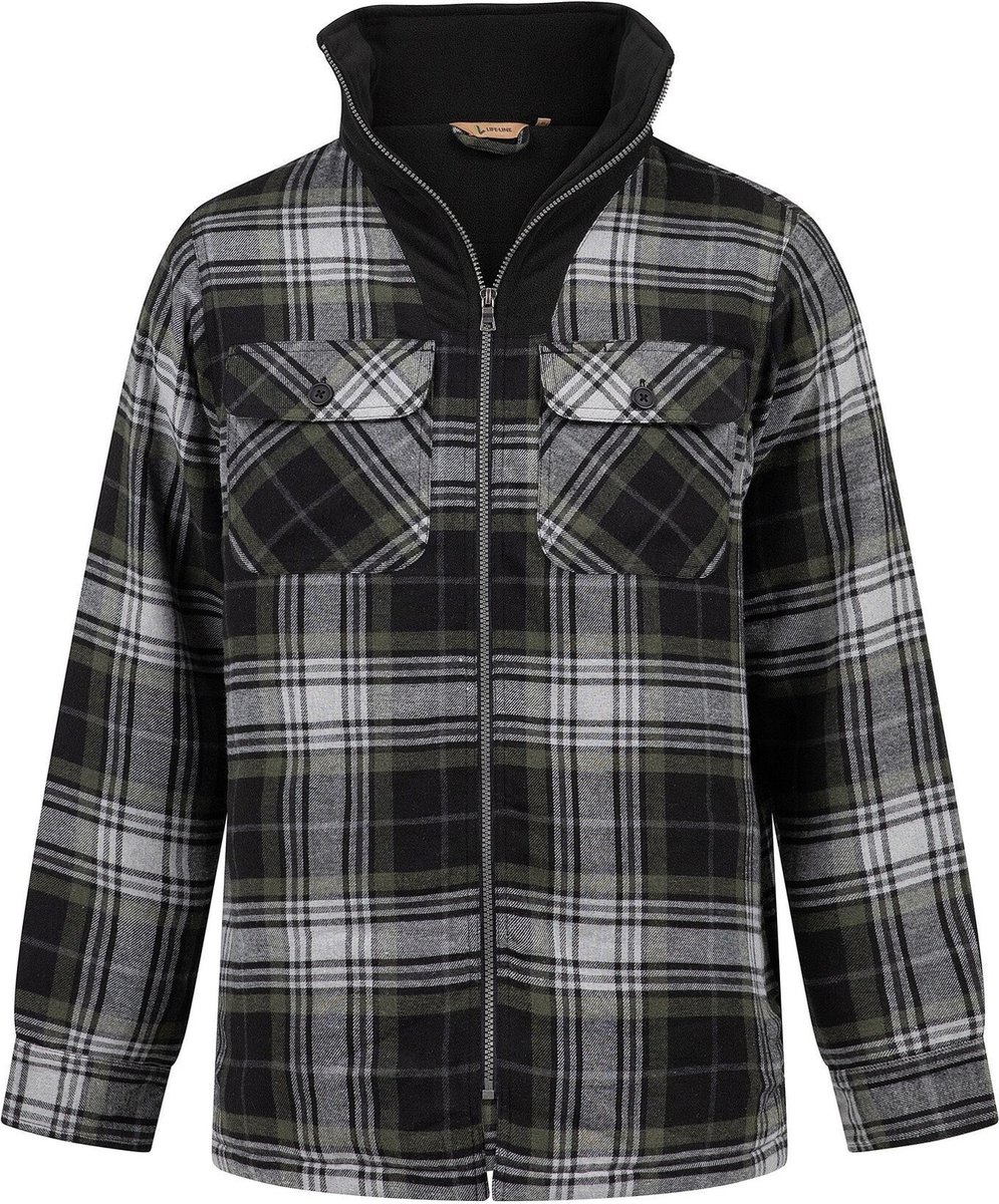 Peter Gevoerd Flanel Vest Check Heren Olijf
