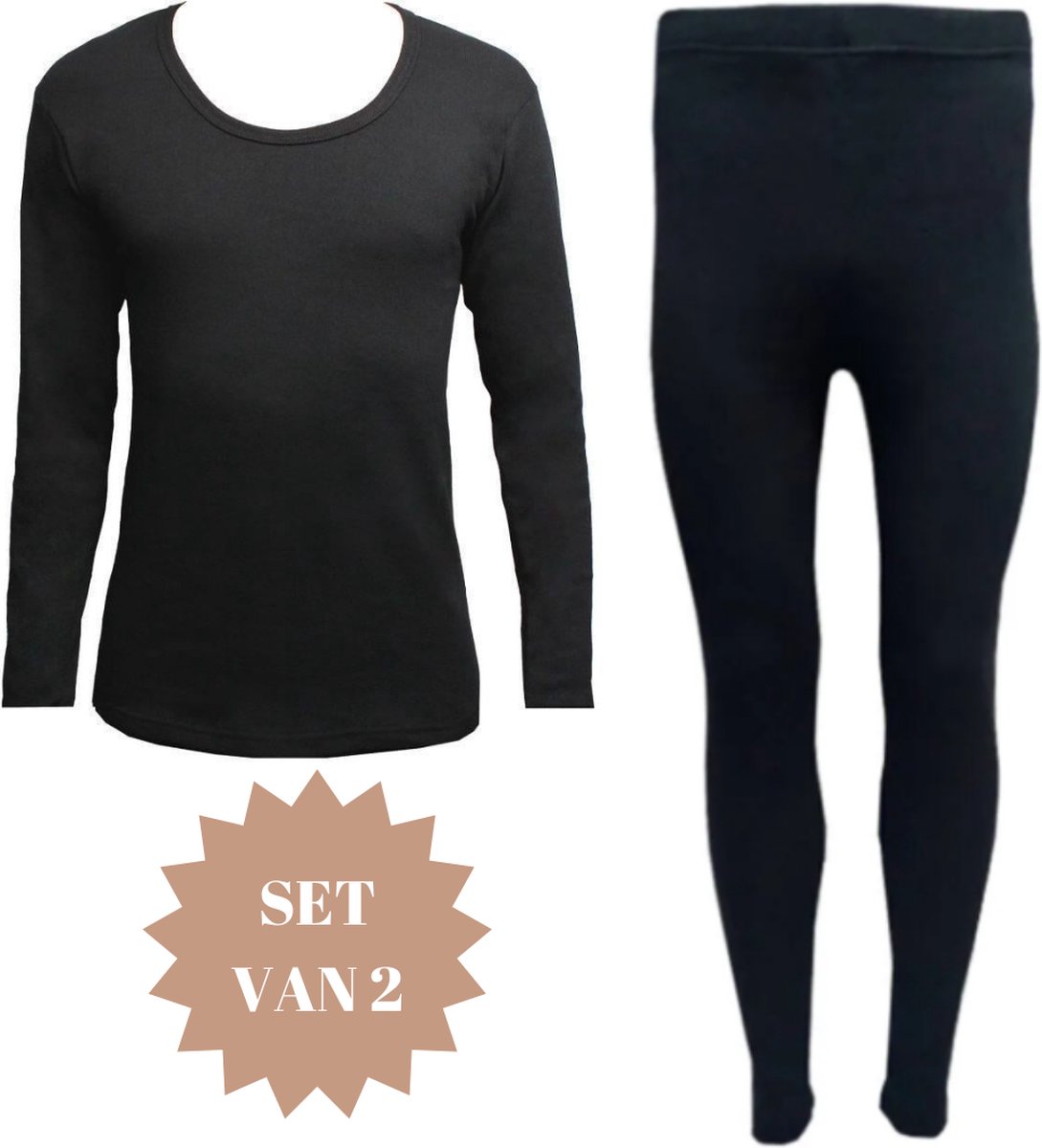 Black Swallow – 2-delige Warme Tops En Broek Set – Thermoset voor Dames & Heren – Thermokleding – Lange Mouw – Warme Onderkleding – Onderhemd – Maat S/M – Kleur: Zwart