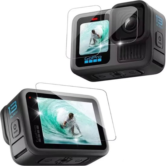 Protecteurs d'écran adaptées pour GoPro Hero 13 Black - Protecteurs d'écran en Tempered Glass - 2x LCD & 1x Objectif - Protection adaptée pour GoPro Hero 13 Black LCD & Lens - Glas Trempé 9H - Set complet - TechDefend