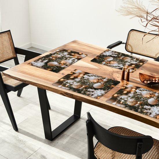 Sets de table - 6 pièces - 45x30 cm - Set de table en plastique - Noël - Sapin de Noël - Hiver - Intérieur - Neige - Dessous de plat - Décoration de table - Accessoires de décoration de table de cuisine