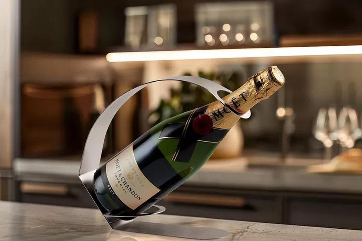 Buccan - Elegante roestvrijstalen wijnhouder - zilver