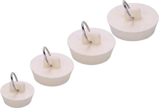 4 pièces - bouchon de vidange - bouchon d'évier bouchon d'évier - bouchon d'évier - crépine d'évier - caoutchouc pour crépine de vidange - blanc - 1-5/8''~1-3/4''