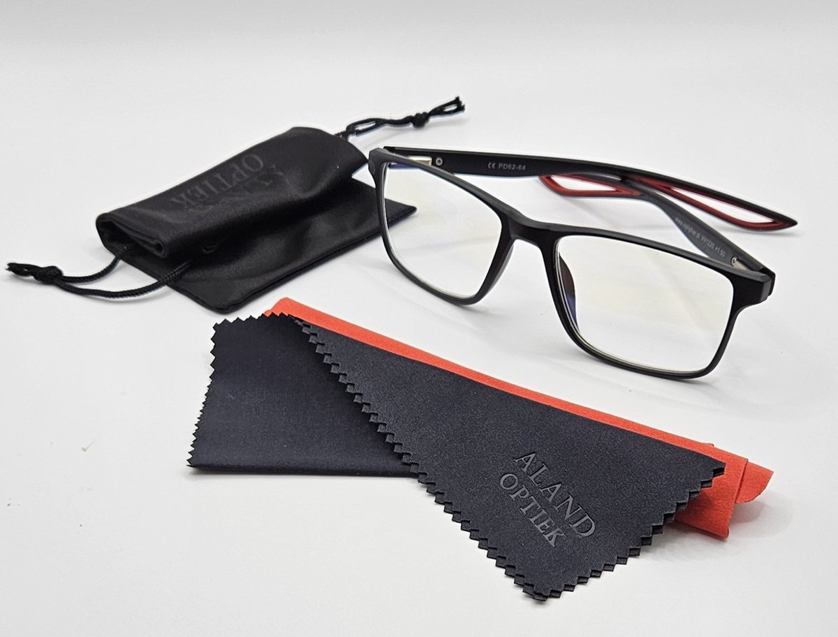 Unisex leesbril / bril +1,5 / bril met etui en doekje 1120 / bril met sterkte / bril +1.5 / glasses / zwarte montuur / bril op sterkte / leesbril bril Aland optiek