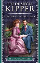 Een illustratie van een Victoriaans koppel, zittend op een bankje buiten. De tekst luidt 'FIN DE SIÈCLE KIPPER FORTUNE TELLING DECK'.