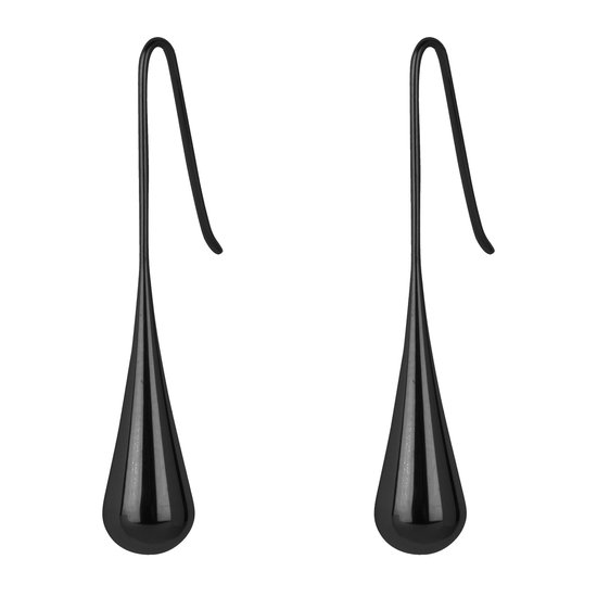 Chic by Lirette - Titanium Druppelvorm Oorbellen Zwart - Oorhangers Zwartkleurig inc. Sieradenzakje