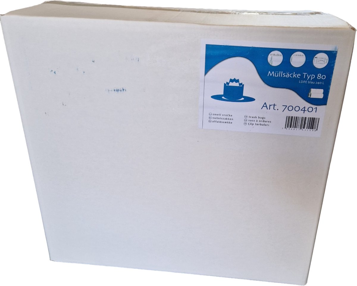 Goedkoopste Vuilniszak - 240liter - 10st. P rol - blauw - Groot en Extra Sterk LDPE | TYP80 ORGINEEL
