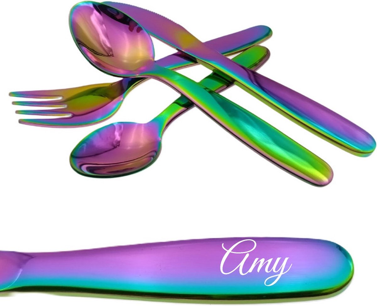 Goedkoopste Kinderbestek Met Naam Gravering - Amy - Olie