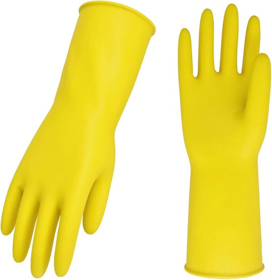 Gants de nettoyage - taille XL - 3 paires - gants en caoutchouc imperméables - Gants de ménage - Jaune - Réutilisables - caoutchouc - extra large - gants de vaisselle - Antidérapants - 29*11,7 cm