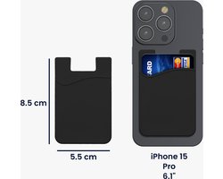kwmobile Stick-On Card Holder for Phone (Set of 3) - Silicone Wallet Card Holders - Sticks on to Cell Phone Back or Case - Black / Grey / Light Grey