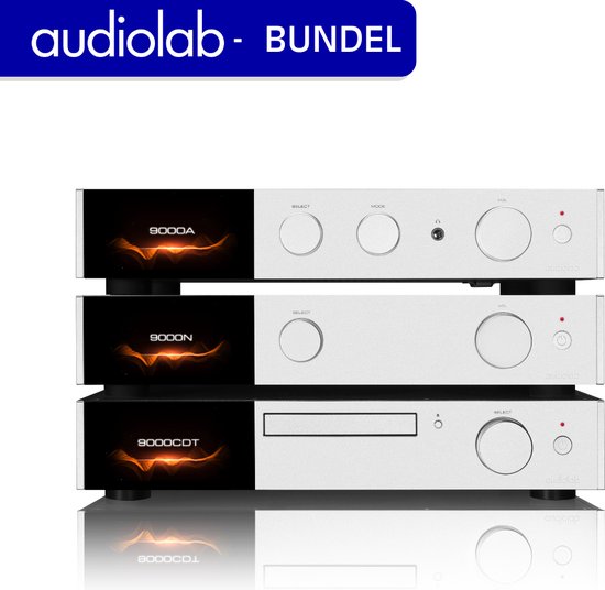 Audiolab 9000A met 9000CDT en 9000N Play Hifi set - Versterker Audio - CD-speler - Draadloze Netwerkspeler - Opticaal & Coax uitgang - Phono – Zilver