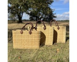 Bohemida - Bohemian Handgevlochten Dames Tas/Shopper - Faria XL - Palm Raffia