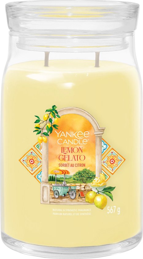 Yankee Candle - Lemon Gelato Large Jar Geurkaars - 90 branduren - twee lonten