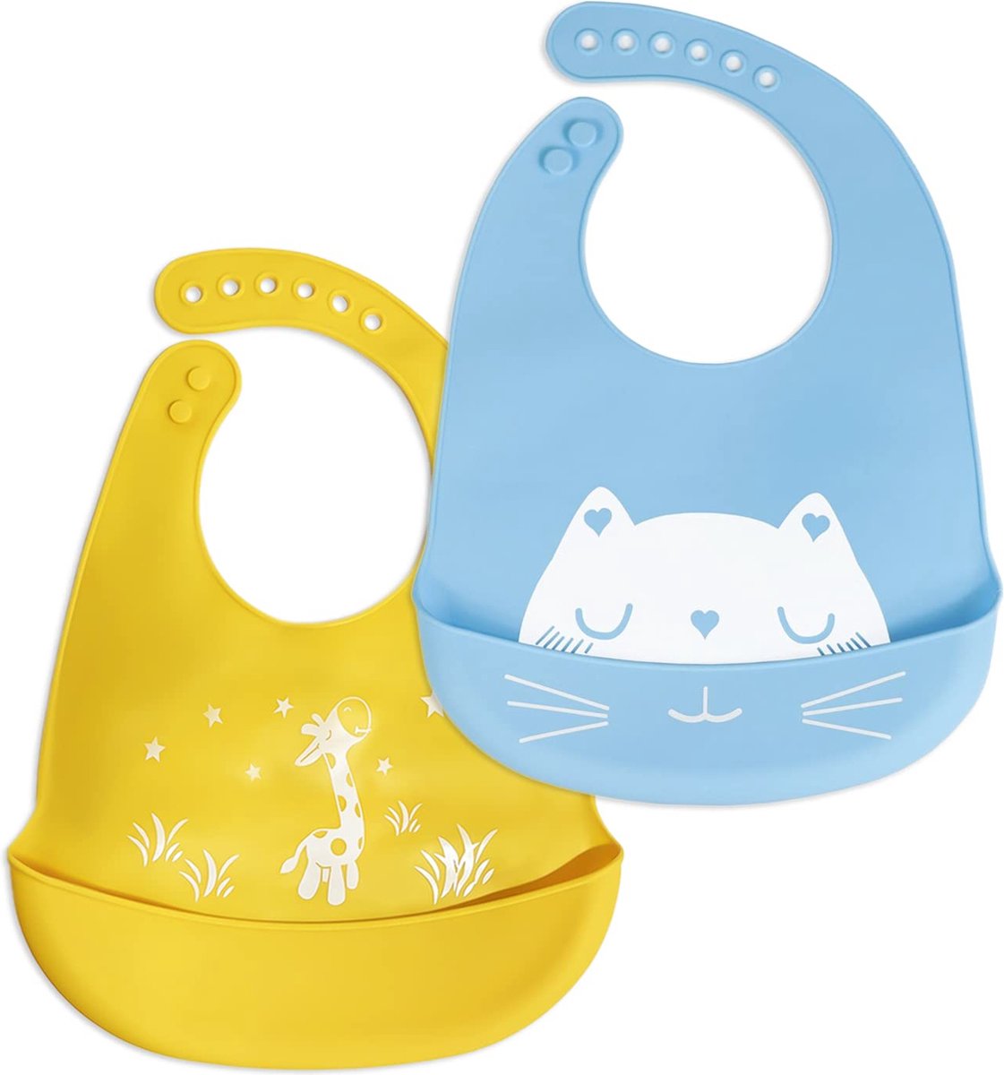 Goedkoopste Goodivery ® Waterdichte en Makkelijk Wasbare Siliconen Slabbetjes voor Babies met Handige Opvangzak