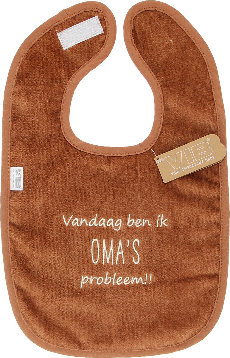 Goedkoopste VIB® - Slabbetje luxe velours - 'Vandaag ben ik OMA's probleem!!' bruin - 1 stuks - Babykleertjes - Slabbetjes - zwangerschap aankondiging - baby aankondiging