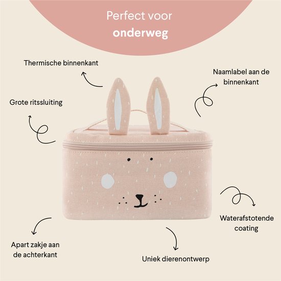 Trixie Lunchtas - Mrs. Rabbit - Koeltas voor kinderen - Met naamlabel - Thermische Tas voor Lunch - Roze - Konijn van Trixie — afbeelding 5