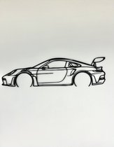 Décoration murale Porsche - Décoration murale voiture - 80x22 cm - Zwart - Décoration murale - Bois - Décoration murale - Porsche 911 art - Porsche 911 GT3 RS