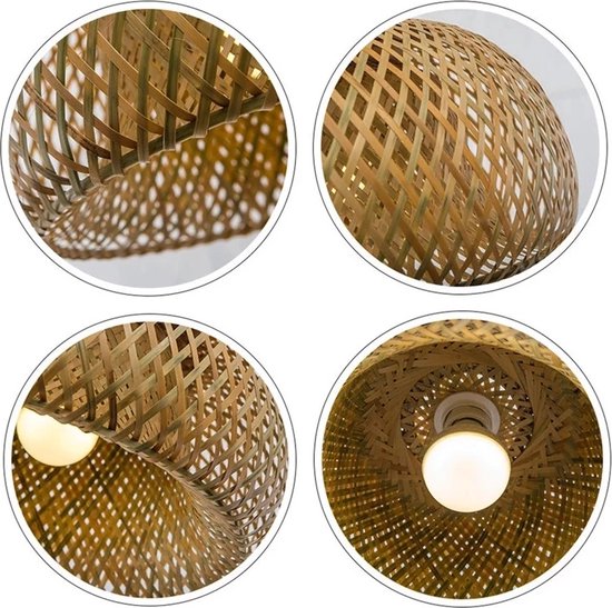 Vintage Bamboe Geweven Hanglamp Land Verlichting