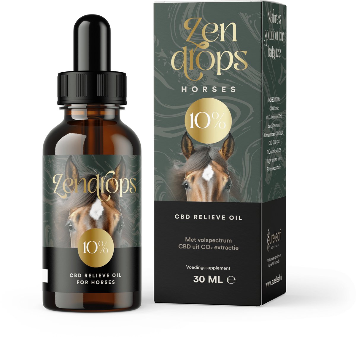 Goedkoopste Eureleaf Zendrops dieren CBD olie 10 - voor paarden - 30ml natuurlijke hennepolie, vol spectrum CBD, Europees natuurproduct, Vegan olie, Cannabidiol