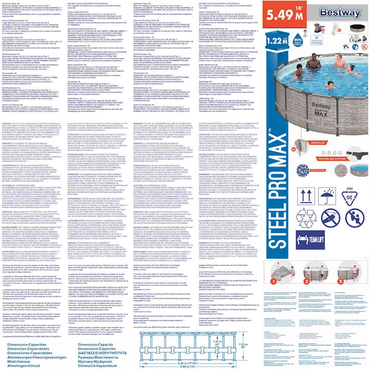 Bestway - Steel Pro MAX - Opzetzwembad inclusief filterpomp - 549x122 cm - Steenprint - Rond — afbeelding 5