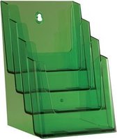 Folderdisplay 4 vaks A5 transparant Neon Groen