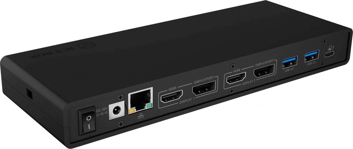 ICY BOX IB-DK2245AC Bedraad USB 3.2 Gen 1 (3.1 Gen 1) Type-C Zwart