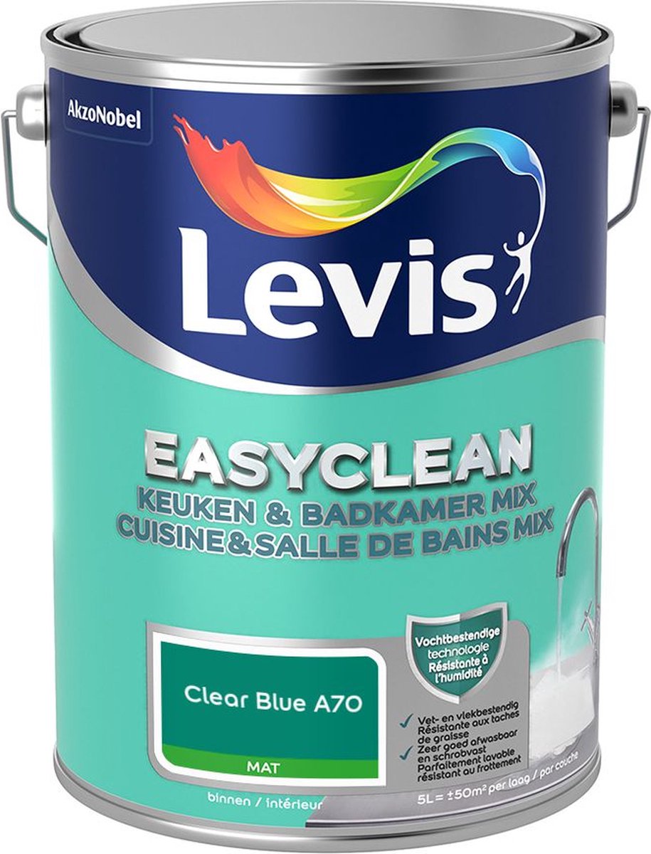 Levis - Easyclean Keuken & Badkamer Mix - Clear Blue A70 - Mengverf - 5 L