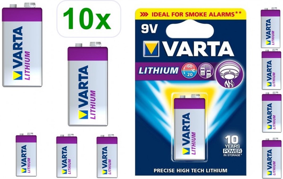 Doosje Varta 10x 1 9V lithium batterij