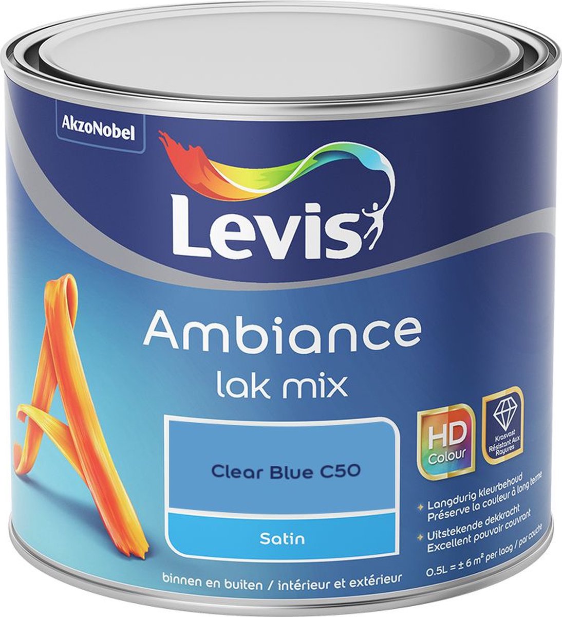 Levis - Ambiance Lak Satin Mix - Clear Blue C50 - Mengverf - 0,5 L