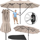 Bol.com tectake® Dubbele parasol met zwengel - Aluminium parasol met zonwering UV50+ - Rechthoekige tuinparasol - Vrijstaand als... aanbieding