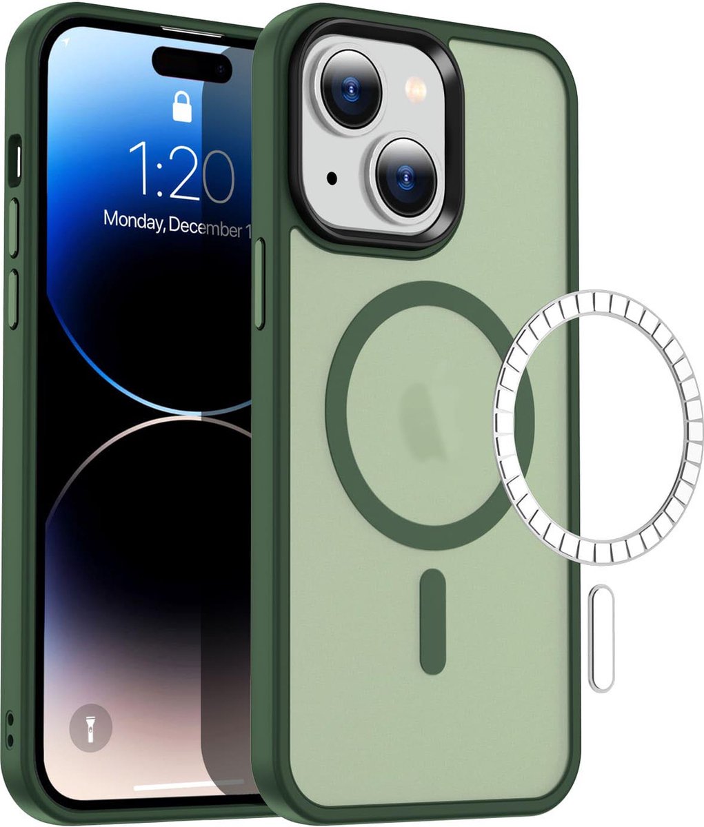 Casify Matte Hoesje geschikt voor MagSafe iPhone 13/14 Hoesje - Mat Donkergroen