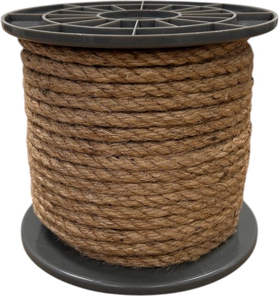 Bruin jute touw op spoel, 8 mm dik