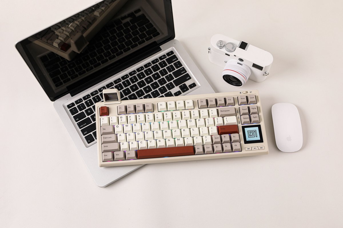 EPOMAKER TH80 Pro V2 - Wit - Mechanisch Draadloos Toetsenbord - 75% - QWERTY - Mechanical Keyboard met Mini Scherm - Wisteria Linear thumbnail 6