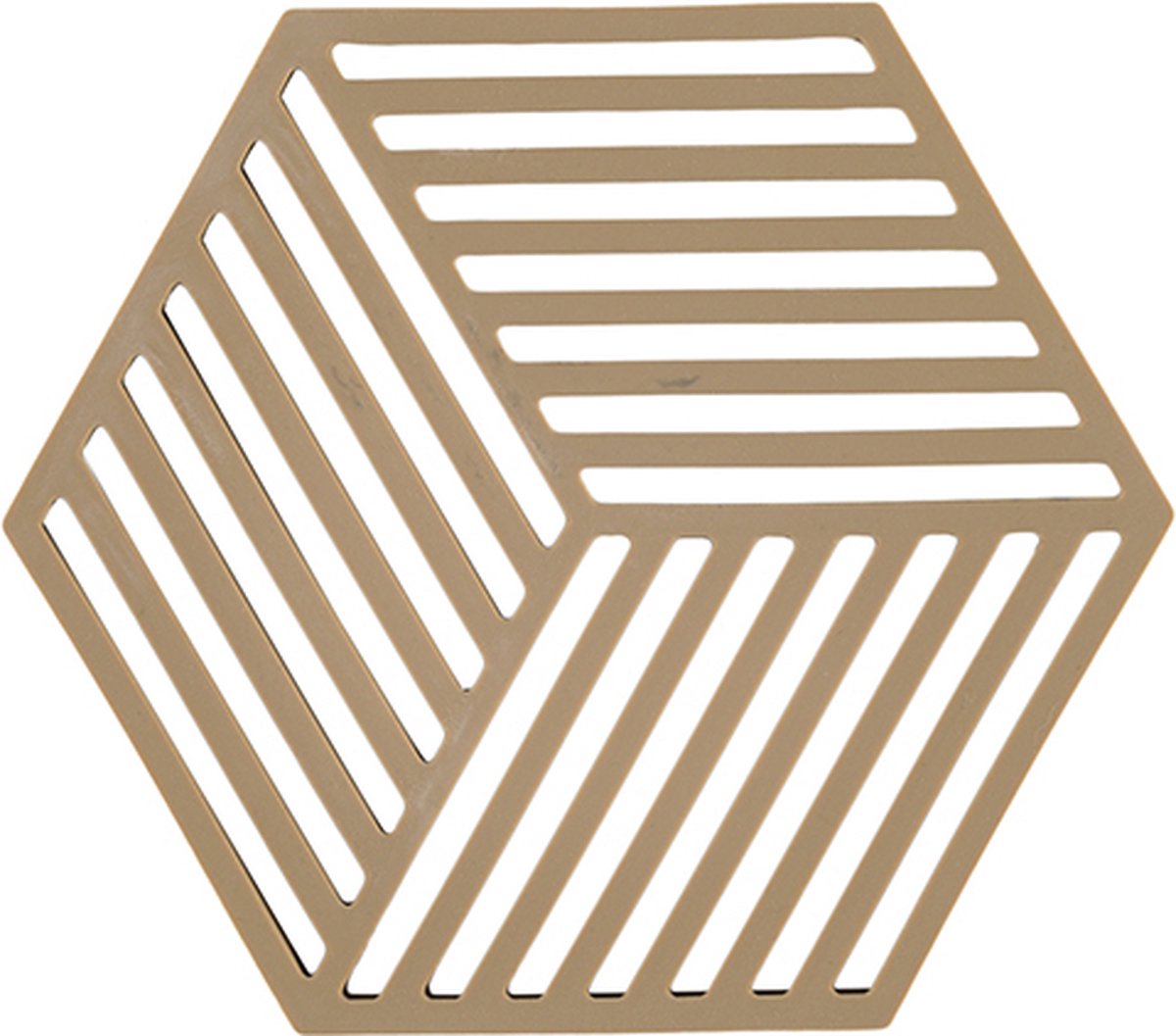 Zone Denmark Pannenonderzetter Hexagon – Onderzetters Pannen – Hittebestendig tot 250°C – Vaatwasserbestendig – Siliconen – 16 x 14 x 0,9 cm – Dark Camel