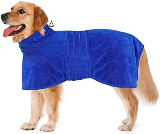 Dryup-Hondenbadjas-badjas voor de hond-Blauw-XL -ruglengte tot 70cm
