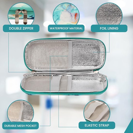 Koelende Reis Koffer voor Insuline - Met 2 Herbruikbare Ijsblokken - Diabetici Organizer voor Medicatie - Lichtblauw Design . van Merkloos — afbeelding 2