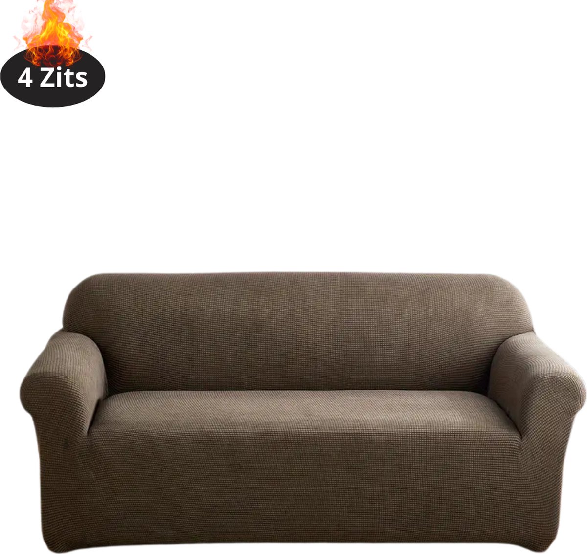 Nivard Bankhoes - Bankbeschermer - Stretch - Sofa Cover - Effen - Licht Koffie - 4 Zits