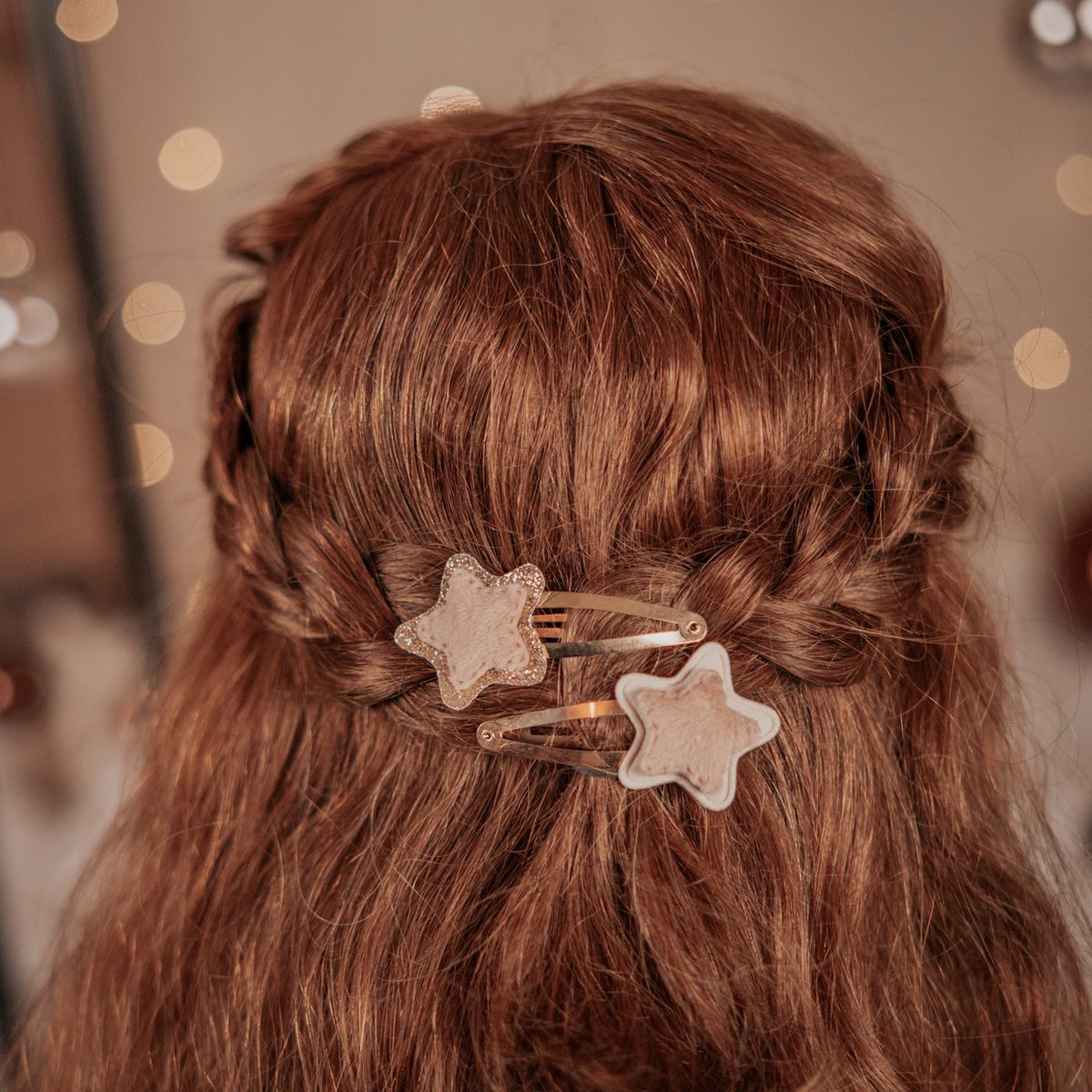 Haarspeldjes Meisje – Sterretjes - Beige - Glitter - Goud - 2 stuks