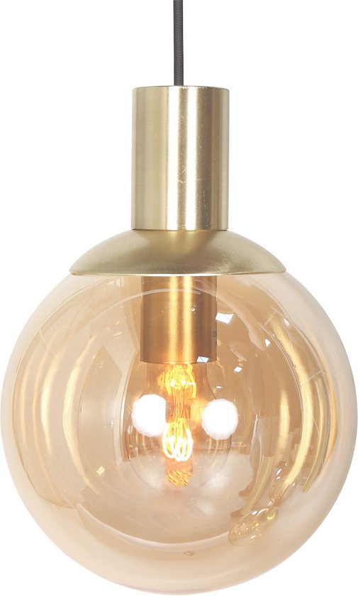 Ronde hanglamp Bollique | 5 lichts | amber / goud / zwart | glas ...