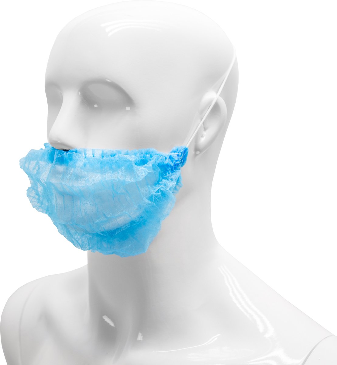 Baardmasker clip non woven BLAUW 10x100 stuks