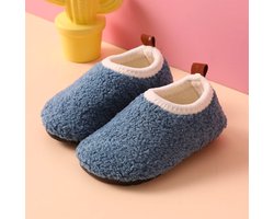 Kindersloffen van Baby-Slofje - Sloffen Kinderen - Pantoffels - Blauw - maat 24/25 - Anti slipzool - warme voeten - warme sloffen voor kinderen