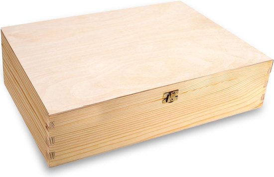 clipfritz - Opbergkist met deksel 39x29x22,5 cm (houten kist met handgrepen) Grote stapelbare opbergkisten - Opbergbakken/opbergkisten voor documenten, speelgoed, boeken