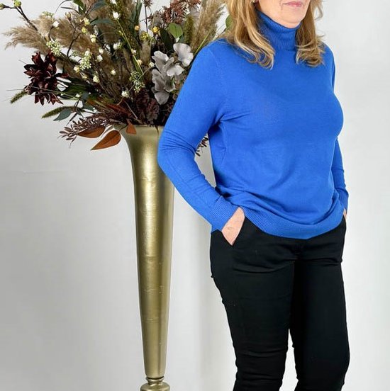 Pull col roulé femme Roberta bleu cobalt clair maille fine taille L/XL col roulé pull col roulé