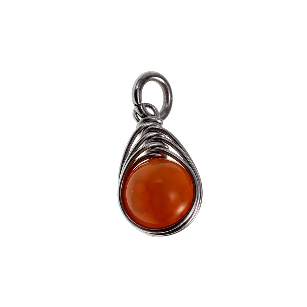 25mm x 10mm Orange Drakenader Agaatsteen Hanger Dames - Gepolijst RVS - Handgemaakt Visgraattechniek Steen Hanger