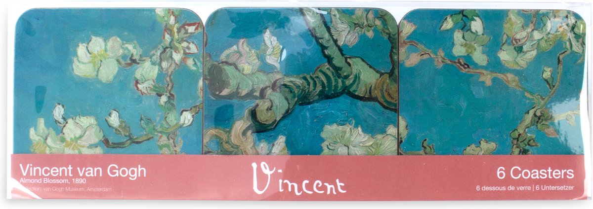 Onderzetters, set van 6, Vincent van Gogh, Amandelbloesem